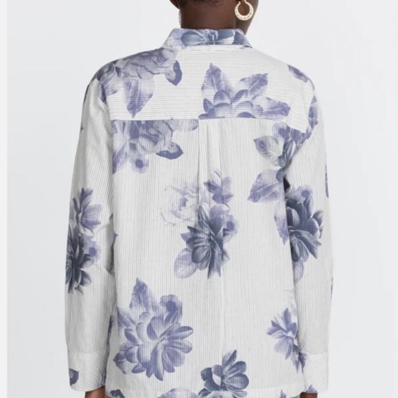 Johnny Was Delaney Floral Striped Button-Up Shirt - Picture 2 of 8